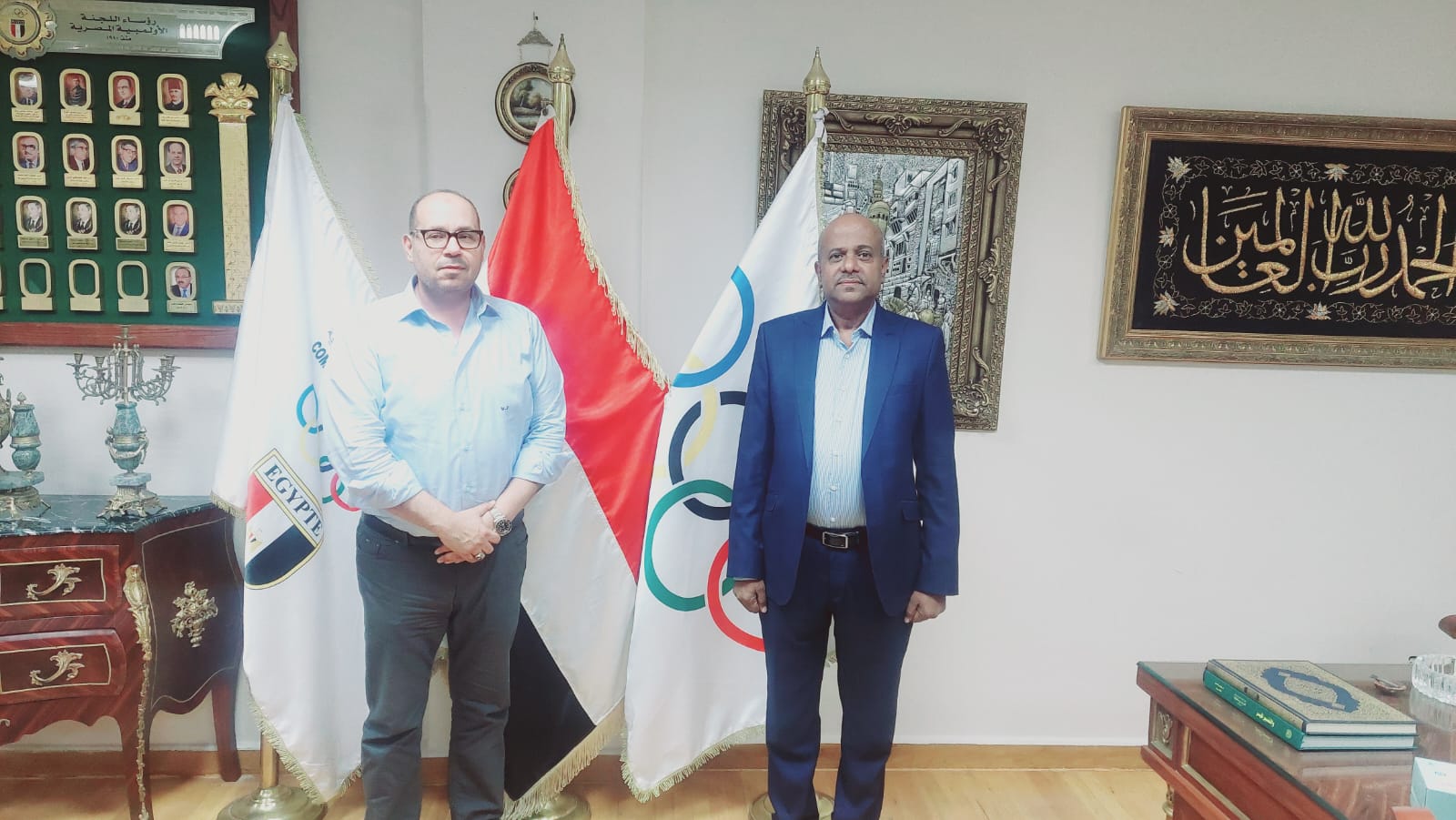 الخليفي يبحث مع رئيس اللجنة الأولمبية المصرية دعم المنتخبات اليمنية في مختلف الألعاب
