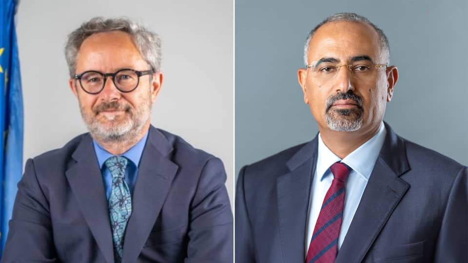 اللواء الزُبيدي يبحث مع رئيس بعثة الاتحاد الأوروبي الأوضاع الراهنة في اليمن وسُبل دعم جهود السلام