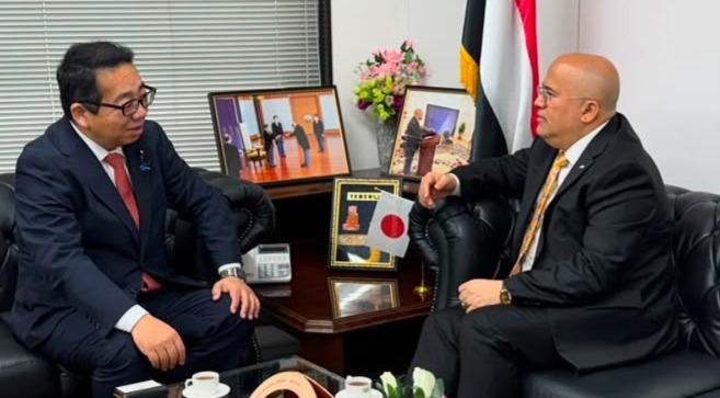 السفير السنيني يبحث مع عضو مجلس النواب الياباني تعزيز التعاون البرلماني
